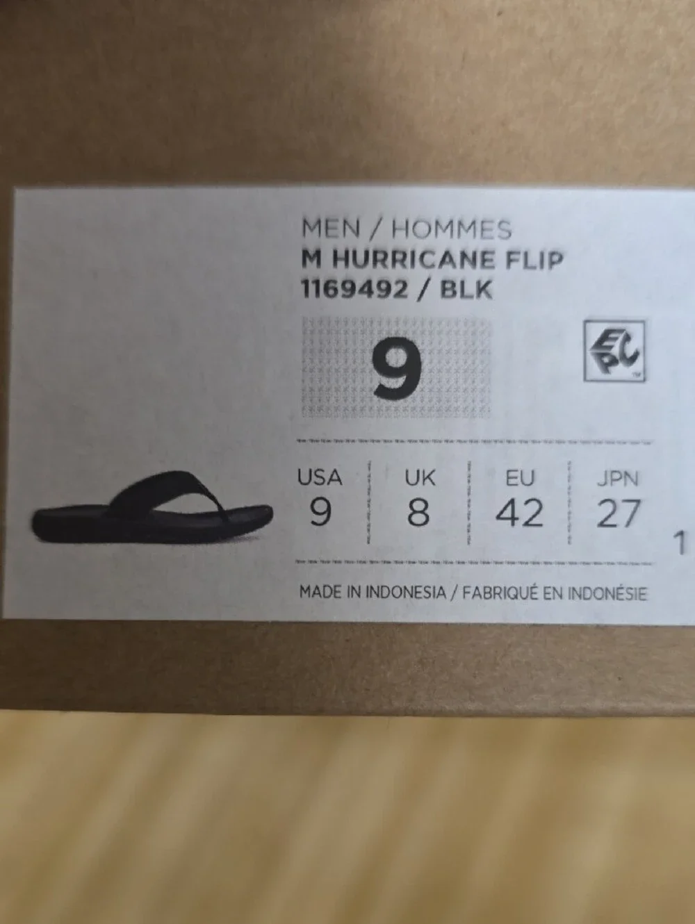 Teva Men’s Black Flip-Flop Sandals with Branded Tab Size 9